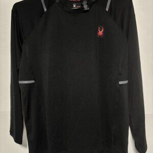 Spyder Active Black Long Sleeve Reflective Baselayer Shirt Men Moisture Wick L